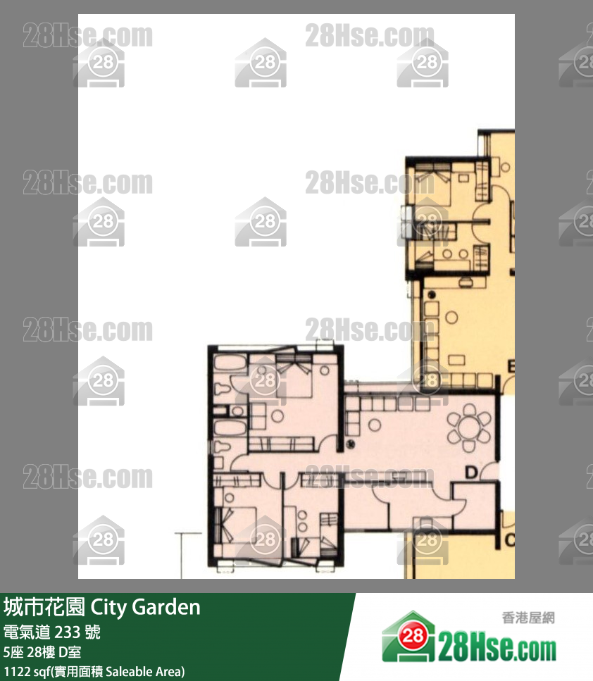 城市花园 5座 28楼 D室 平面图