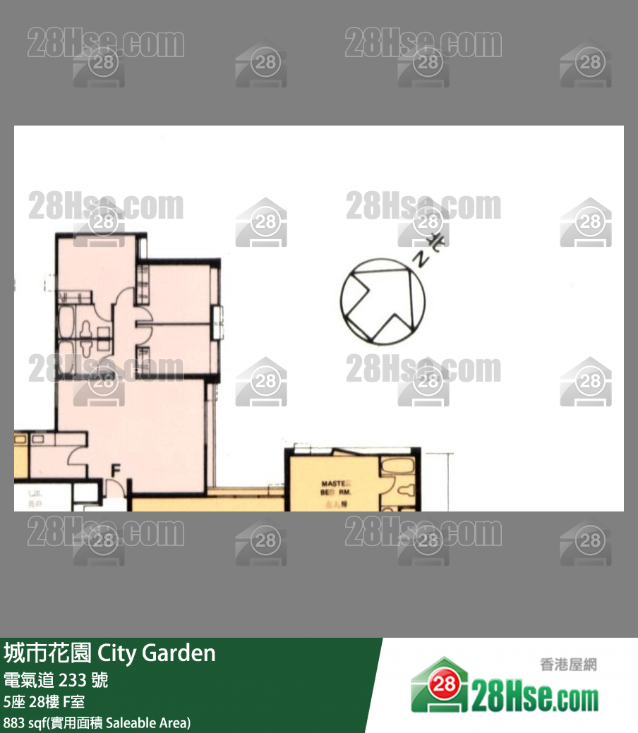 城市花园 5座 28楼 F室 平面图