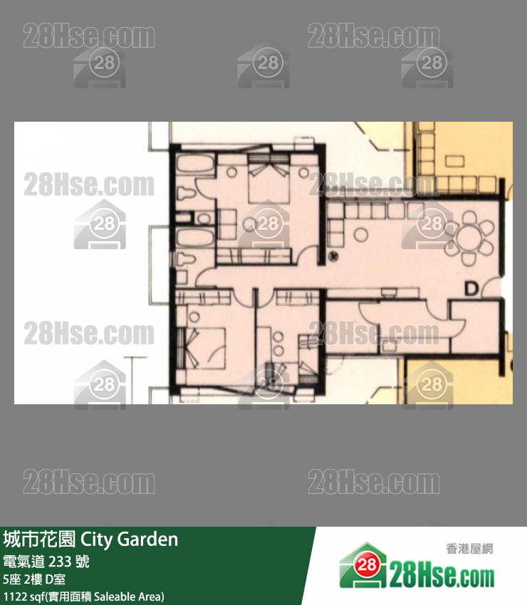 城市花园 5座2楼 D室 平面图