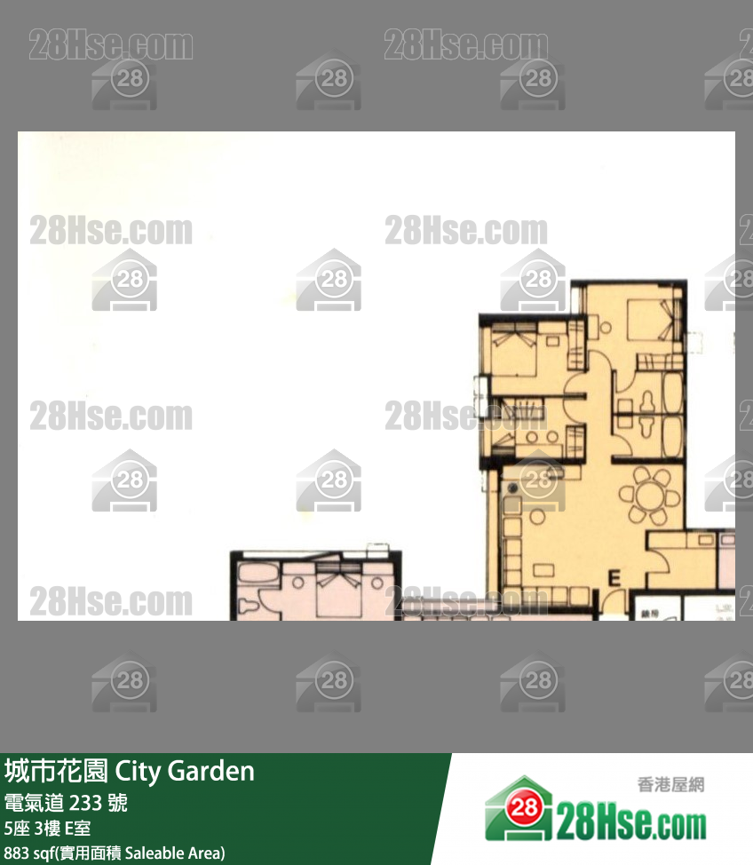 城市花园 5座3楼 E室 平面图
