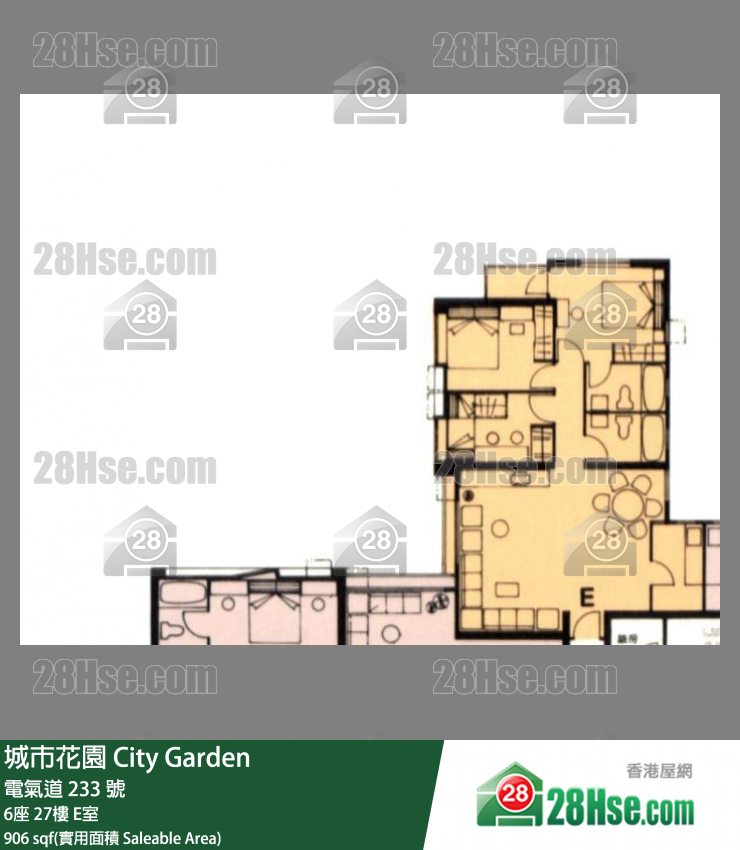城市花园 6座27楼 E室 平面图