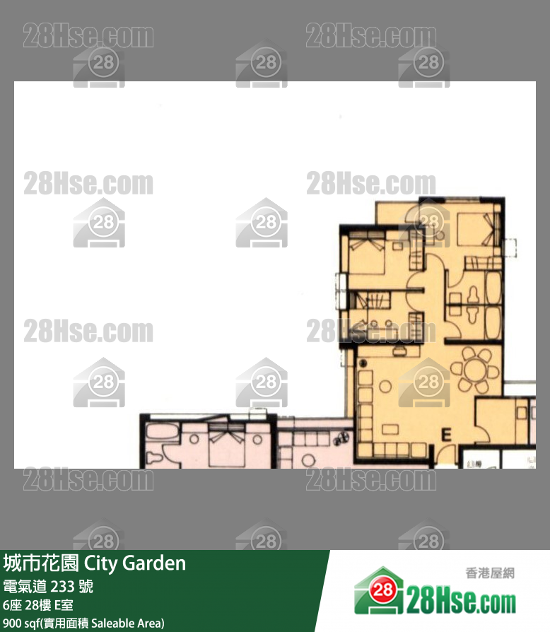 城市花园 6座28楼 E室 平面图