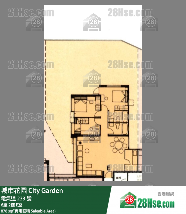 城市花园 6座2楼 E室 平面图