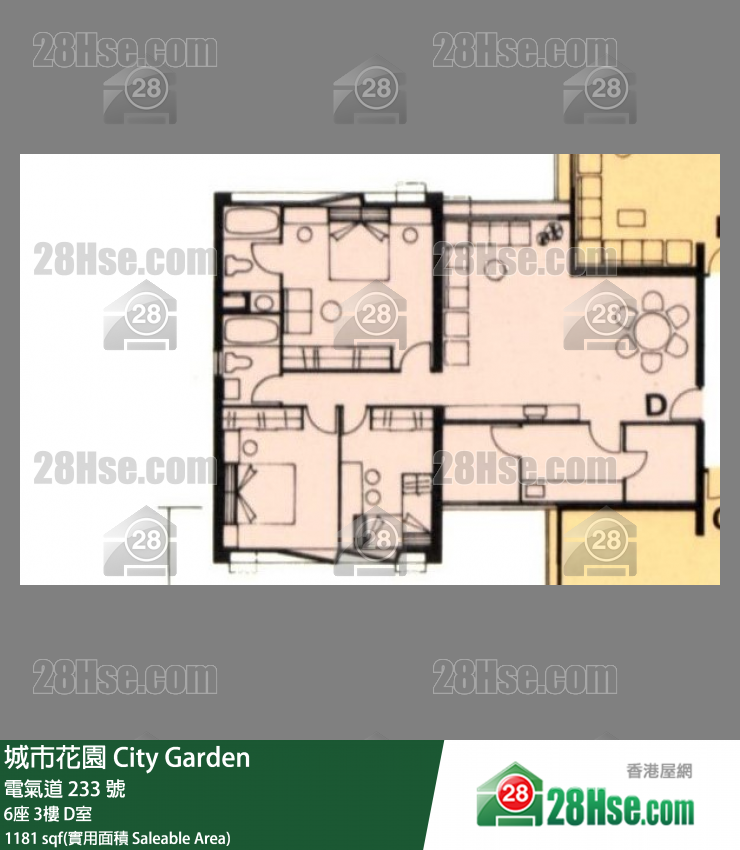 城市花园 6座 3楼 D室 平面图