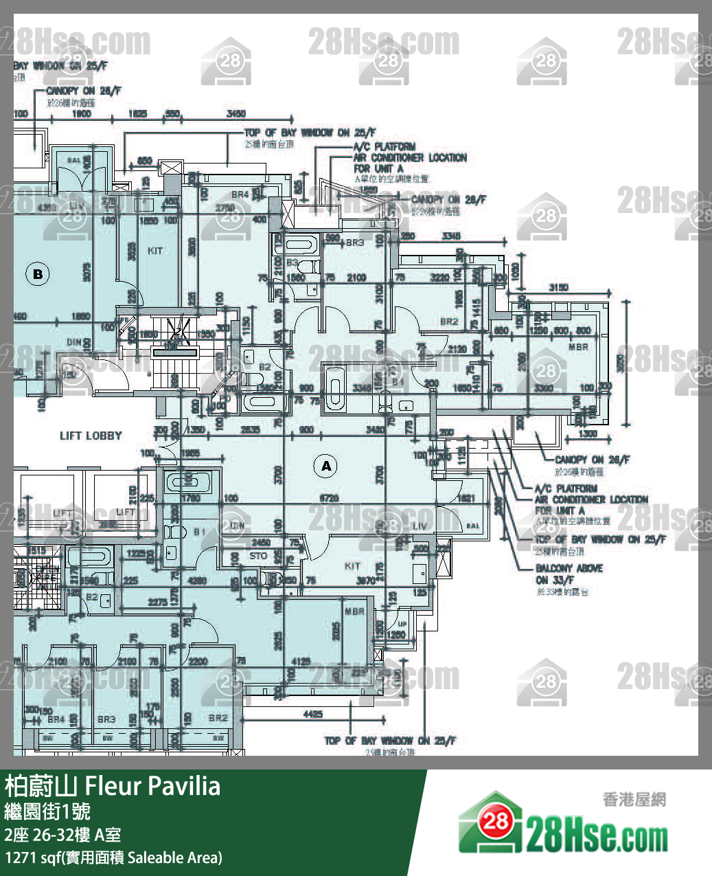 Fleur Pavilia, Flat A, 32/F, Tower 2 FloorPlan