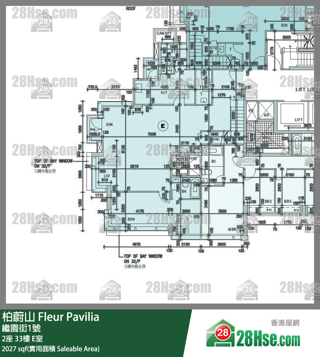 Fleur Pavilia, Flat E, 33/F, Tower 2 FloorPlan