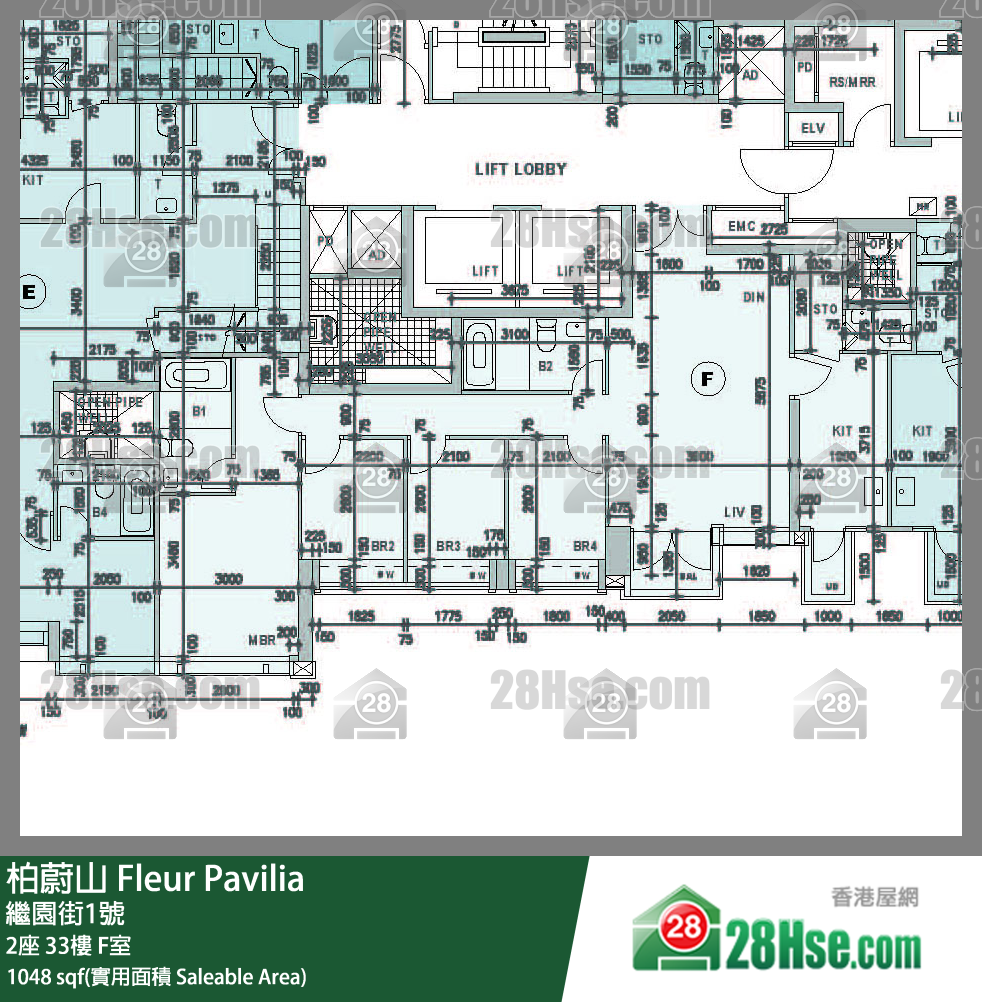 Fleur Pavilia, Flat F, 33/F, Tower 2 FloorPlan
