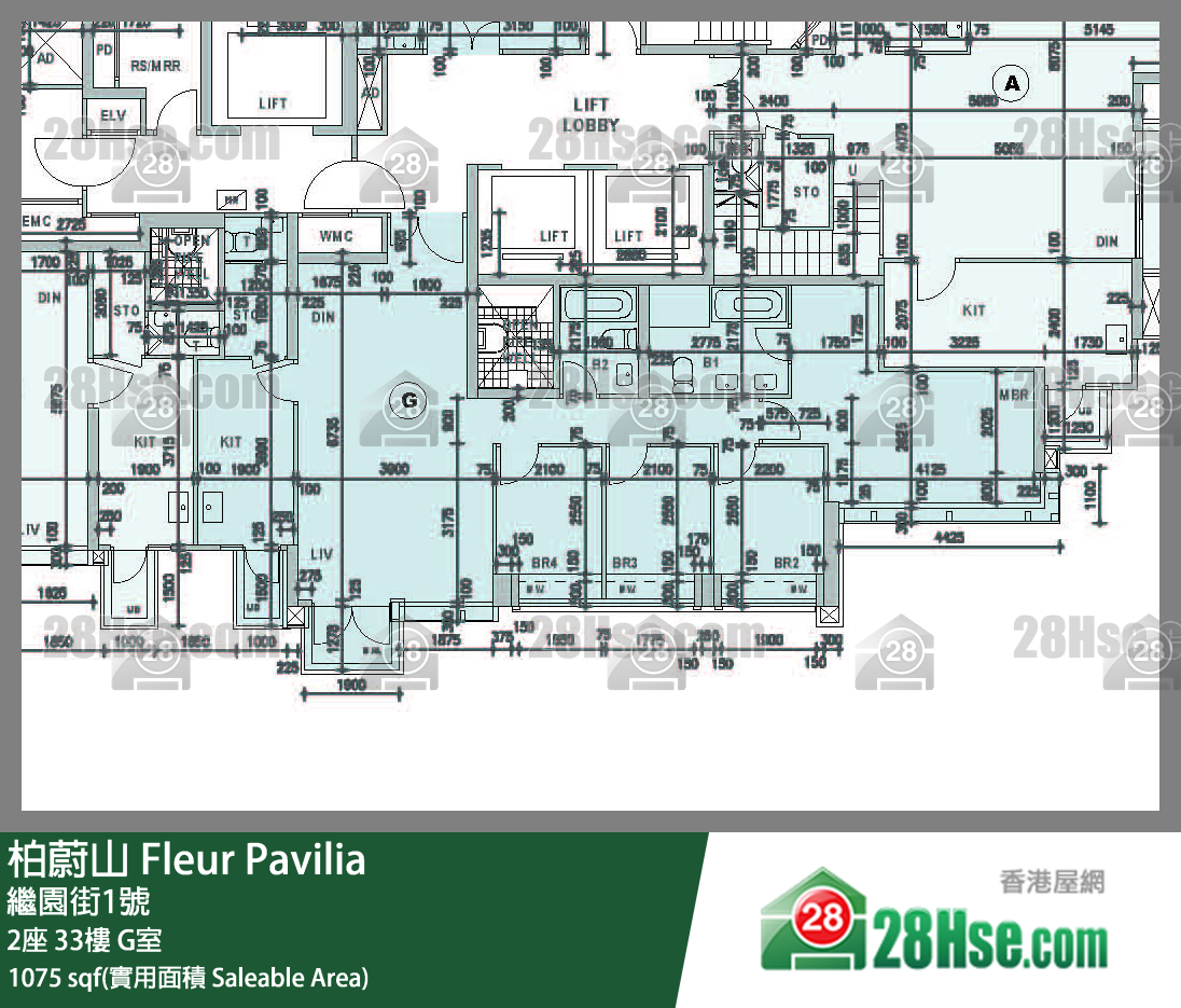 Fleur Pavilia, Flat G, 33/F, Tower 2 FloorPlan