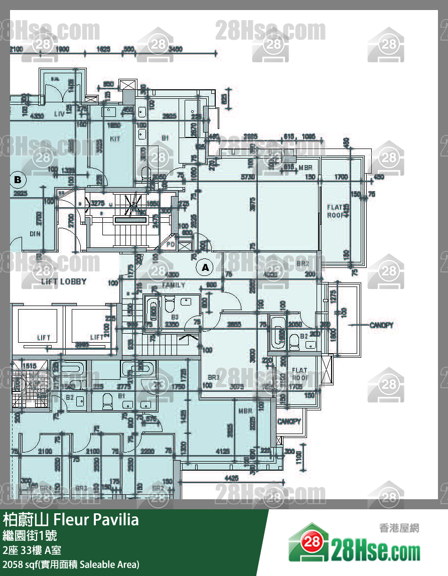 Fleur Pavilia, Flat A, 33/F, Tower 2 FloorPlan