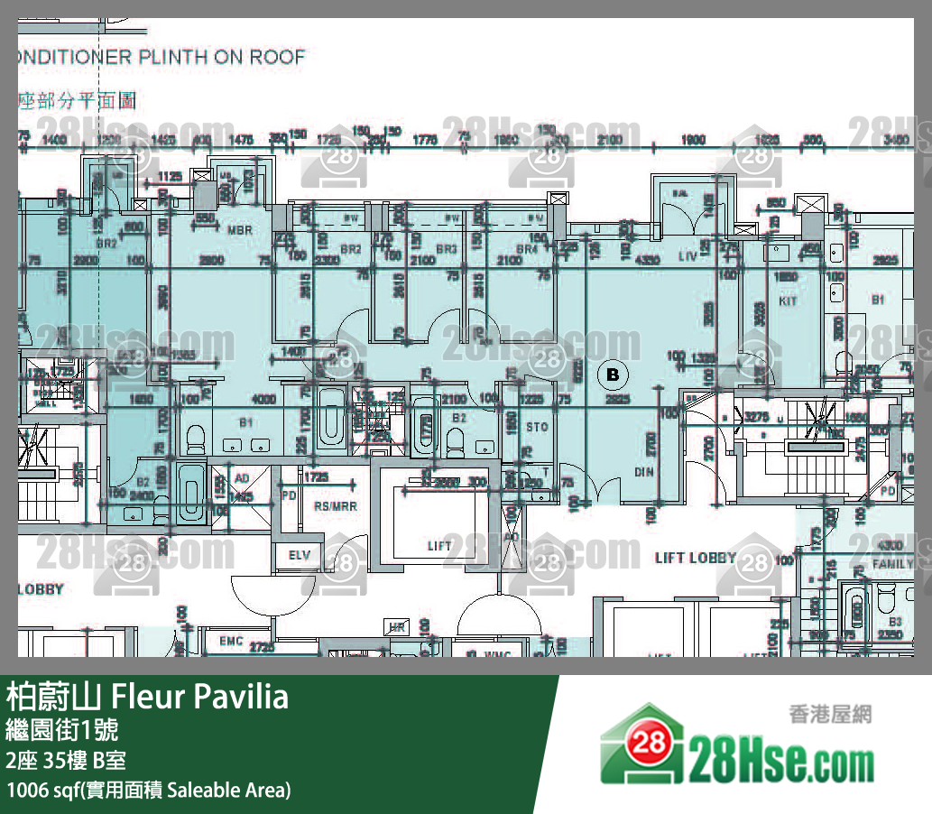 Fleur Pavilia, Flat B, 35/F, Tower 2 FloorPlan