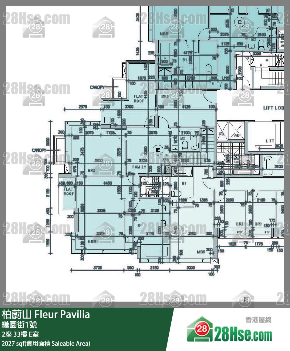 Fleur Pavilia, Flat E, 33/F, Tower 2 FloorPlan
