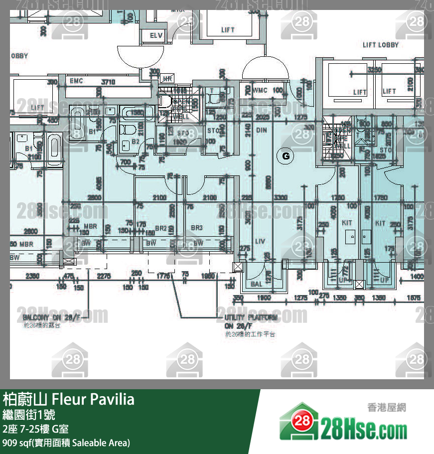 Fleur Pavilia, Flat G, 9/F, Tower 2 FloorPlan