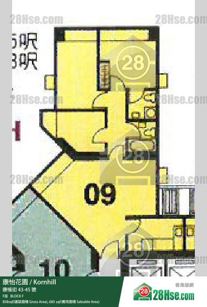 Kornhill, Flat 9, 17/F, Block F FloorPlan Kornhill, Flat 9, 17/F, Block F FloorPlan