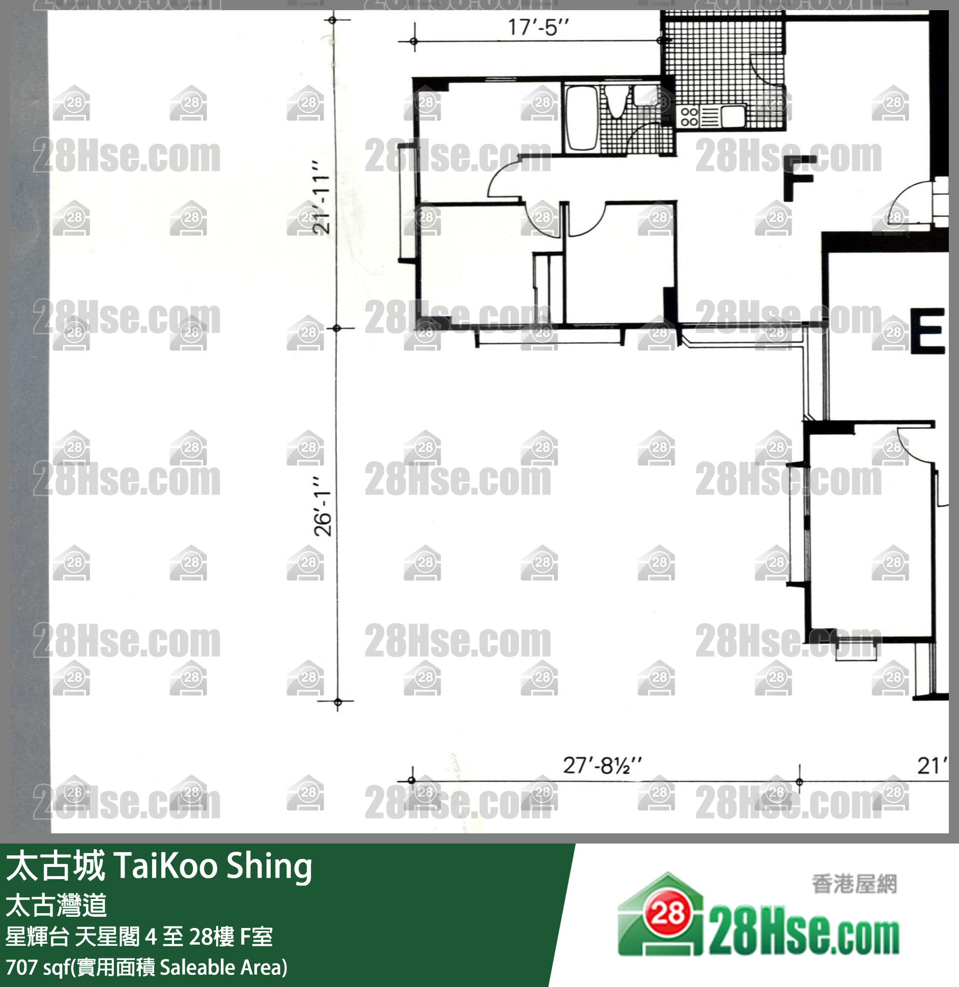 TaiKoo Shing,  Flat F, 7/f, Tien Sing, Sing Fai Terrace FloorPlan