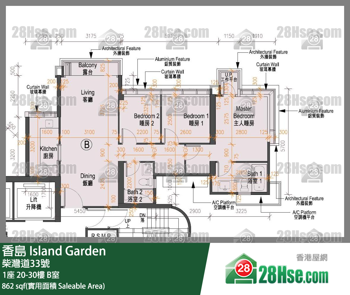 Island Garden, Flat B, 21/F, Tower 1 FloorPlan