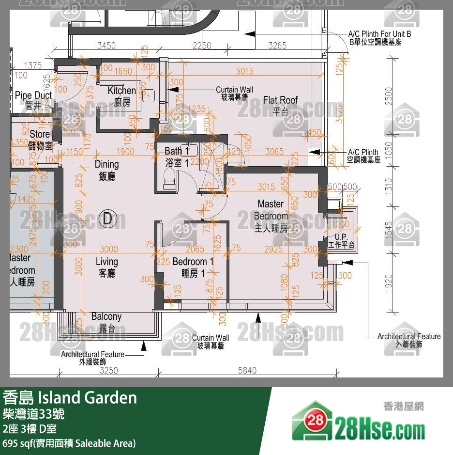 香岛 2座3楼 D室 平面图