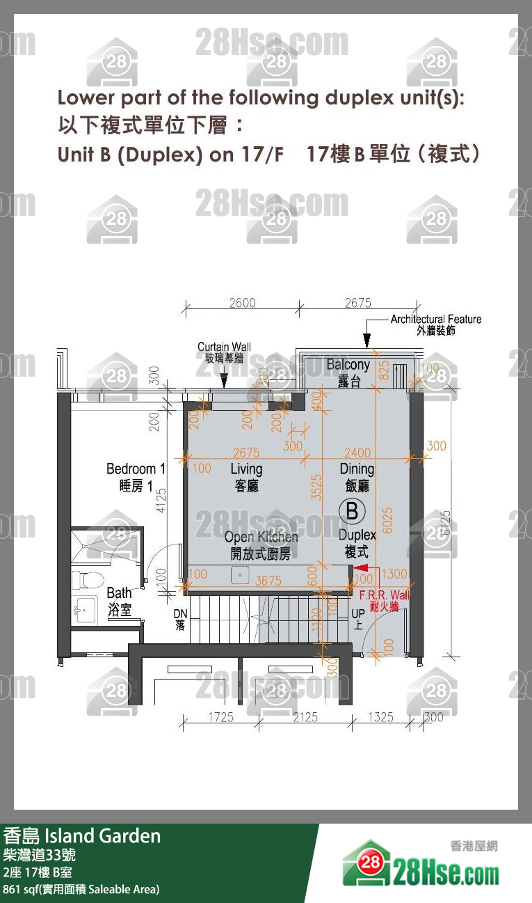 香岛 2座17楼 B室 平面图