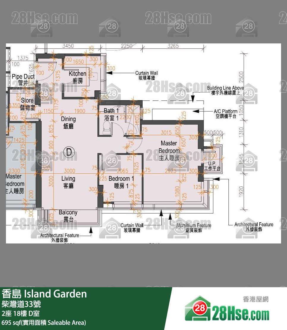 香岛 2座18楼 D室 平面图