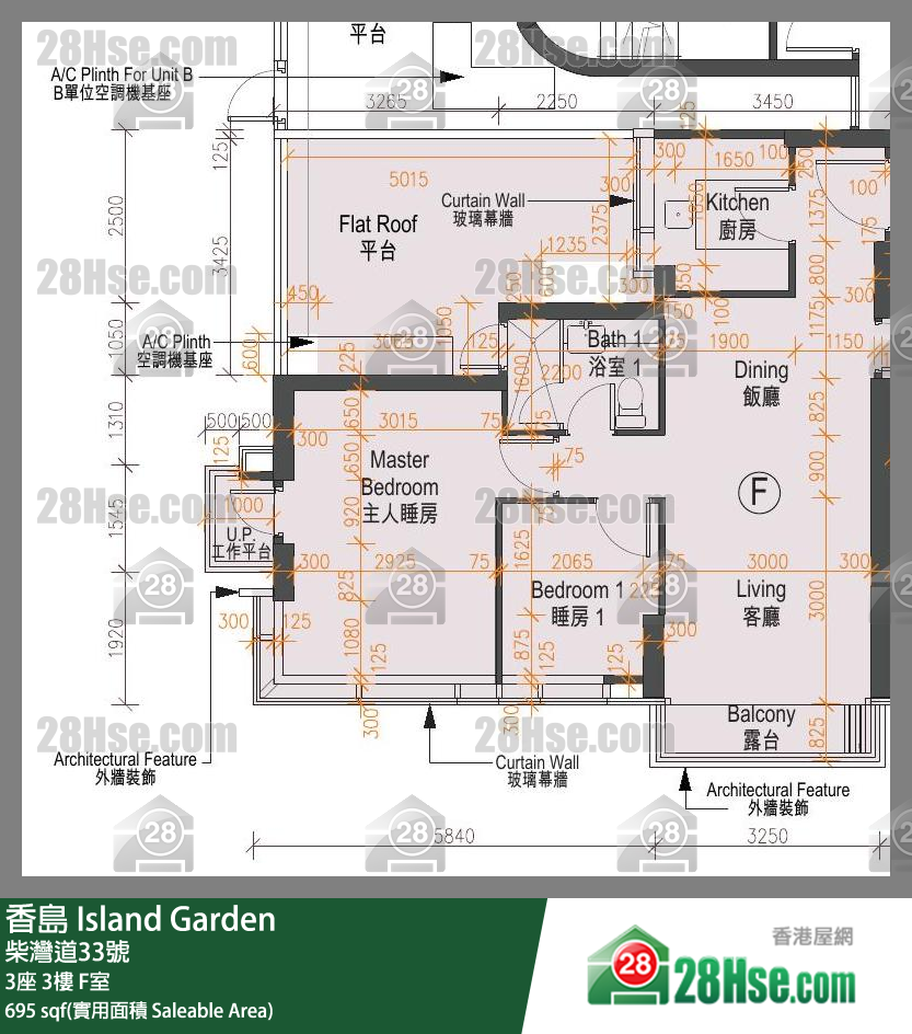 香岛 3座 3楼 F室 平面图