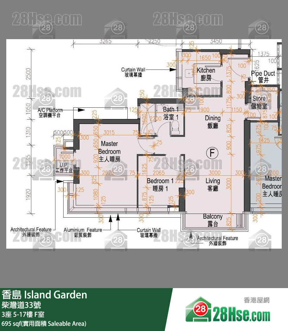 香岛 3座8楼 F室 平面图