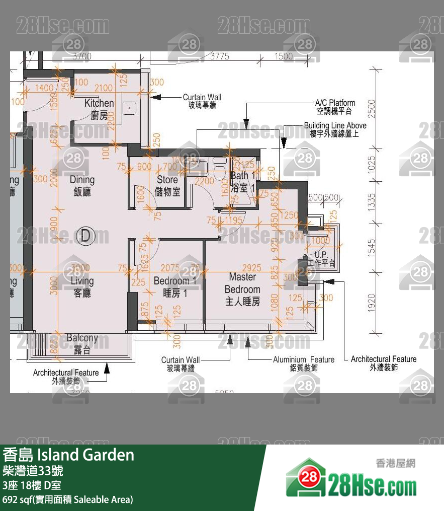 香岛 3座18楼 D室 平面图