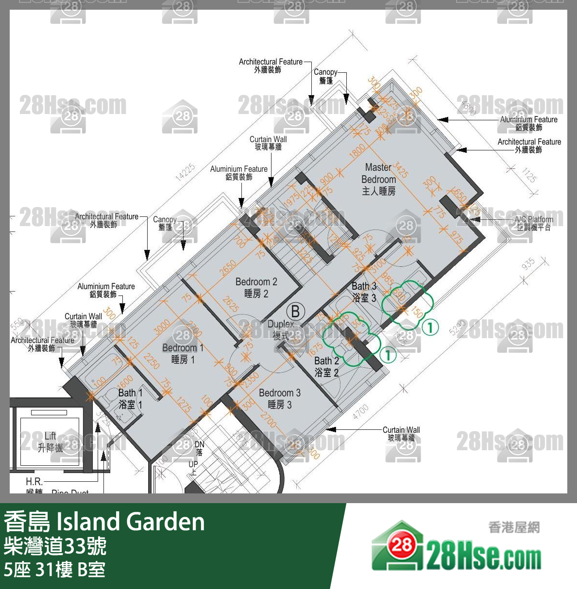 香岛 5座31楼 B室 平面图