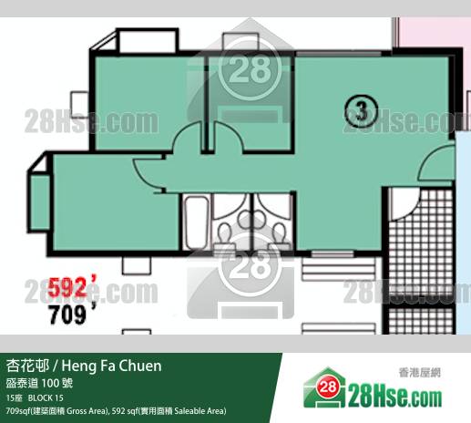 杏花邨 15座17楼 3室 平面图 杏花邨 15座17楼 3室 平面图