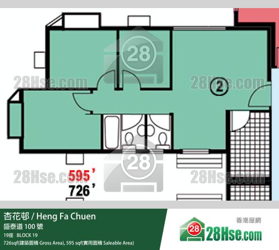 杏花邨 19座15樓 2室 平面圖 杏花邨 19座15樓 2室 平面圖