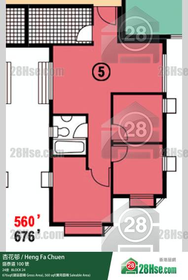 杏花邨 24座 16樓 5室 平面圖 杏花邨 24座 16樓 5室 平面圖