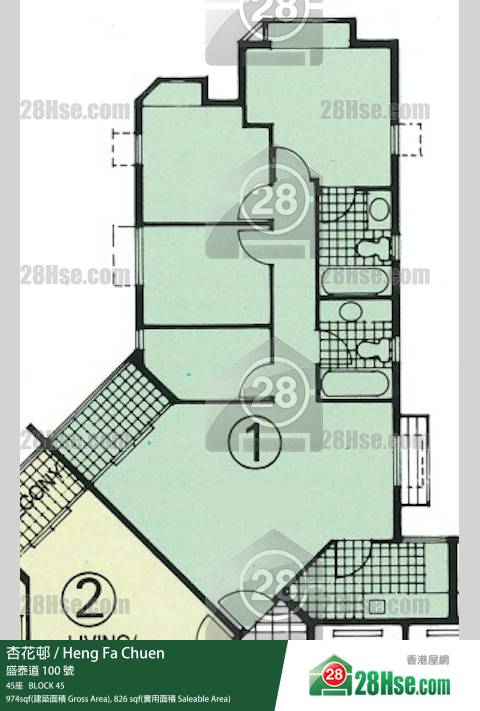 杏花邨 45座9楼 1室 平面图 杏花邨 45座9楼 1室 平面图