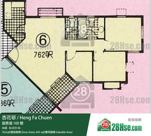杏花邨 46座22樓 6室 平面圖 杏花邨 46座22樓 6室 平面圖