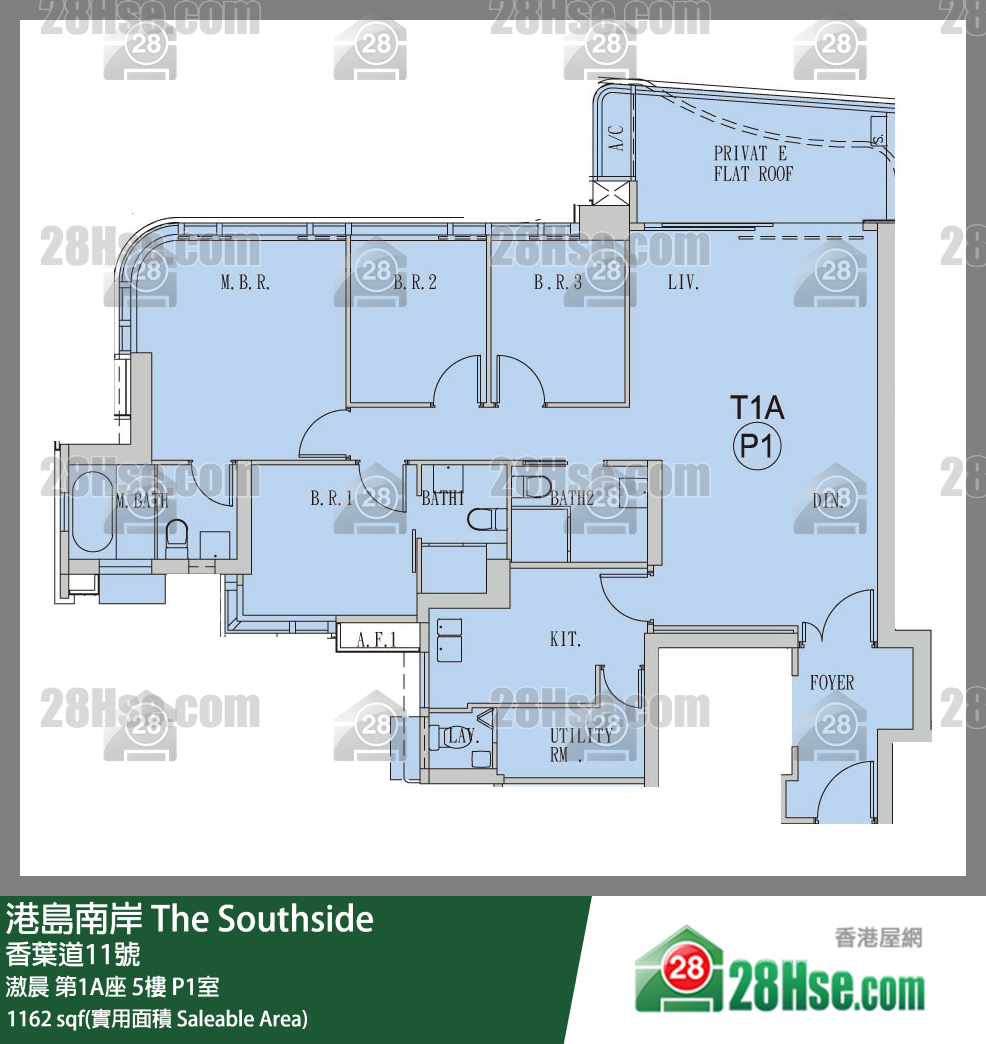 港島南岸 滶晨第1A座5樓 P1室 平面圖