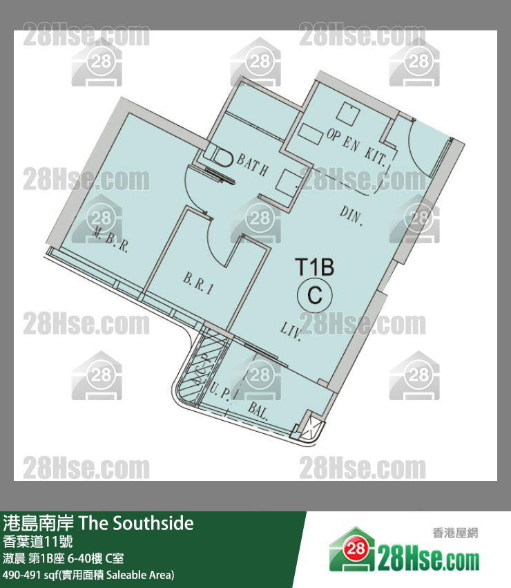 港島南岸 滶晨第1B座25樓 C室 平面圖