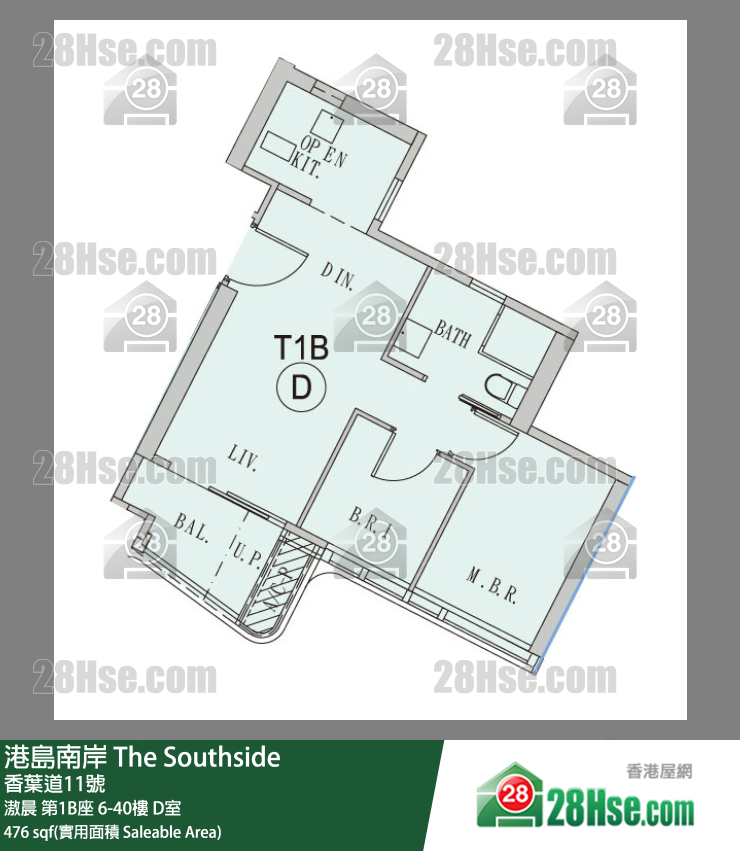 港島南岸 滶晨第1B座15樓 D室 平面圖