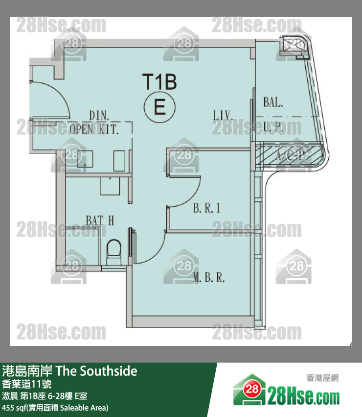 港島南岸 滶晨第1B座15樓 E室 平面圖