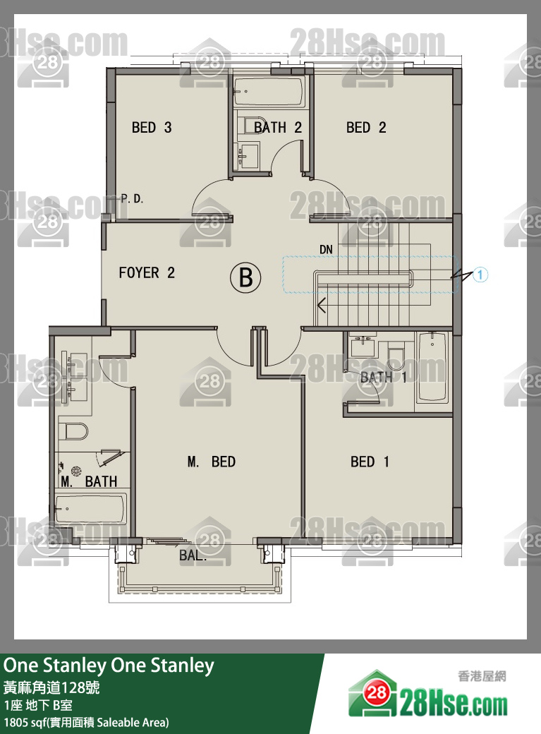 One Stanley,  Flat B, G/f, Tower 1, Building FloorPlan