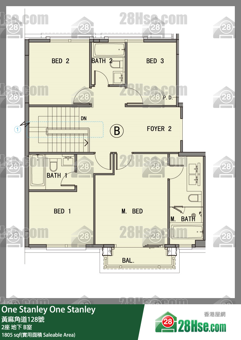 One Stanley,  Flat B, G/f, Tower 2, Building FloorPlan