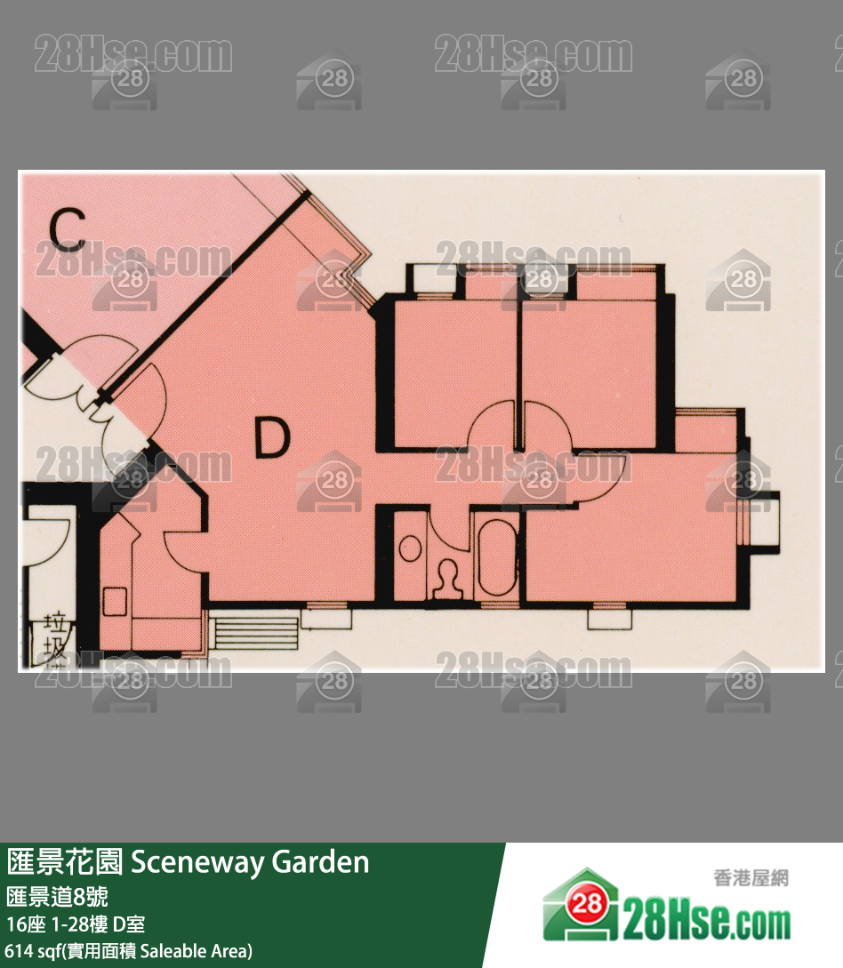 匯景花園 16座 18樓 D室 平面圖