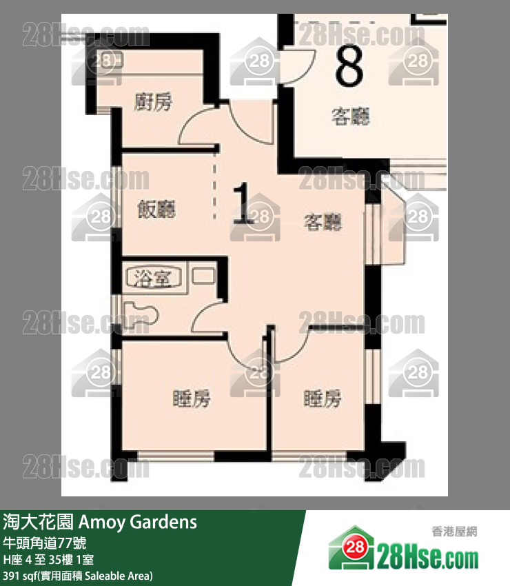 淘大花园 H座26楼 1室 平面图