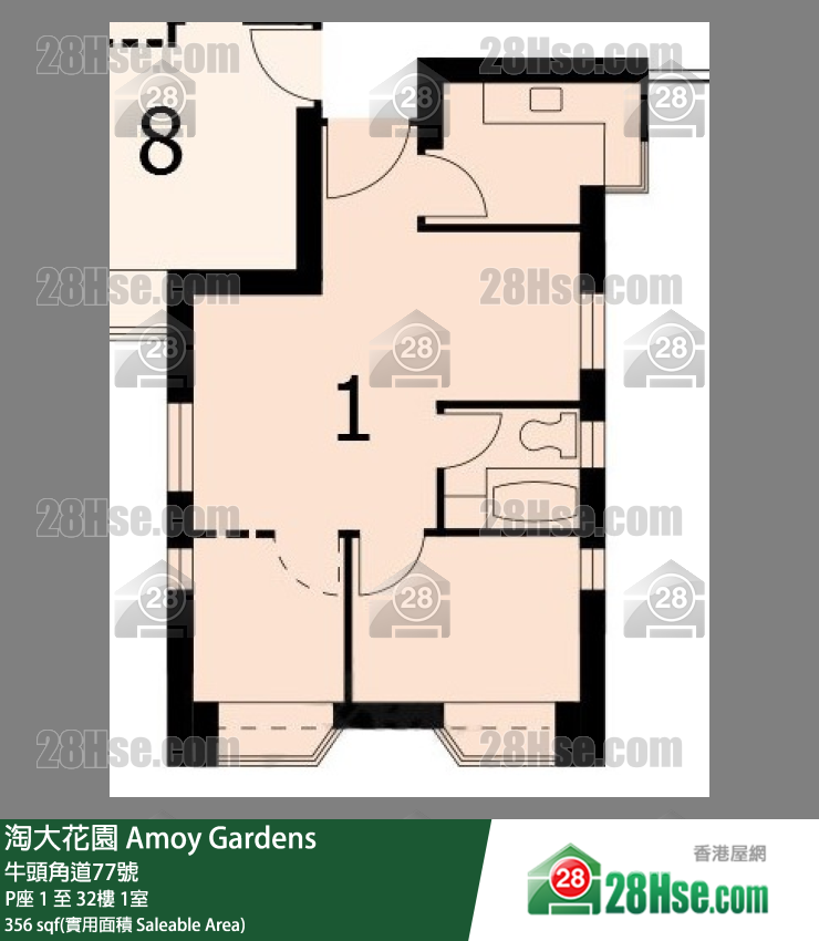 淘大花园 P座 12楼 1室 平面图