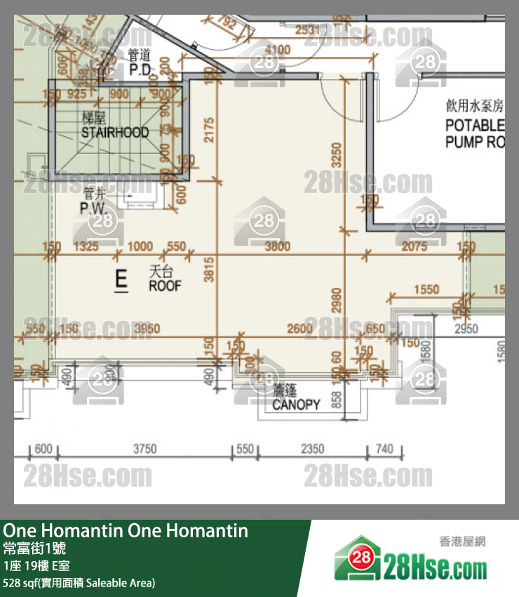One Homantin 1座 19楼 E室 平面图