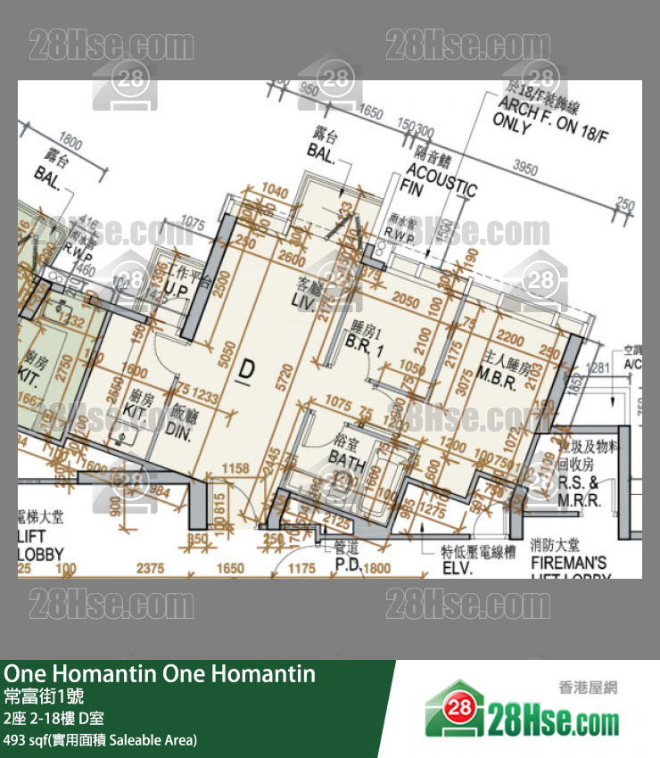 One Homantin 2座 18樓 D室 平面圖