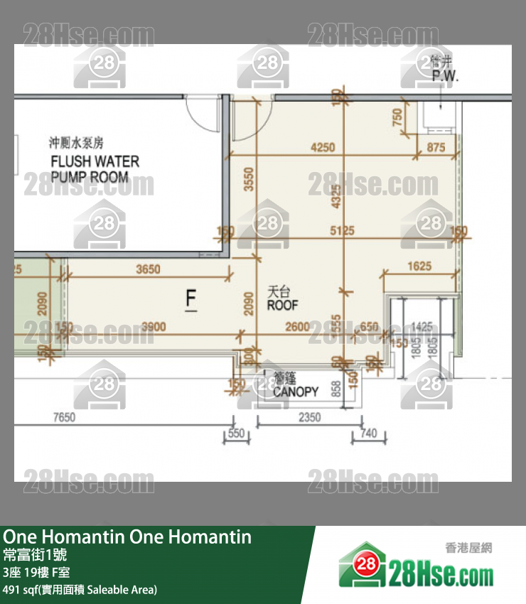 One Homantin 3座 19楼 F室 平面图