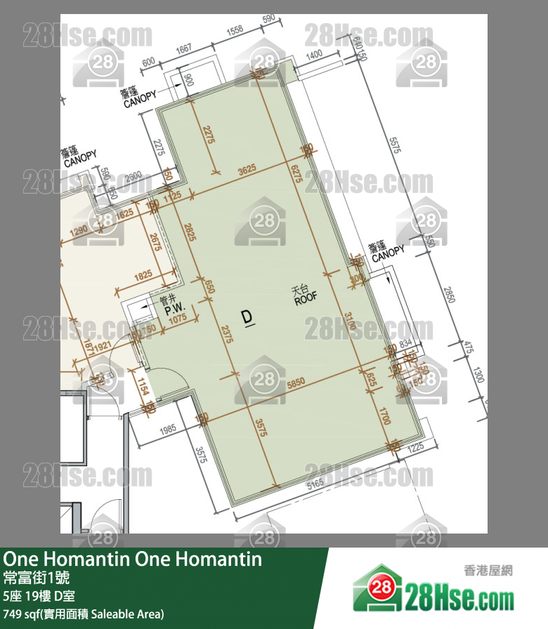 One Homantin 5座 19楼 D室 平面图