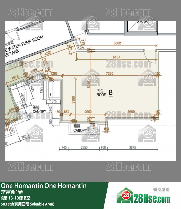 One Homantin 6座 19樓 B室 平面圖