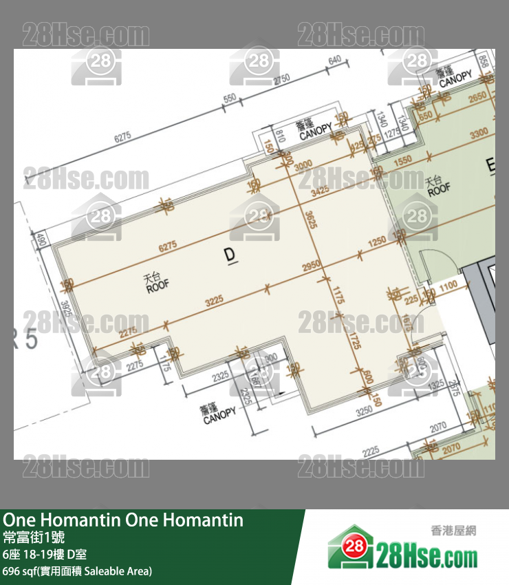 One Homantin 6座 19樓 D室 平面圖