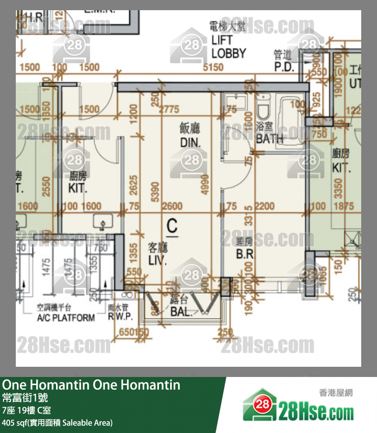 One Homantin 7座 19樓 C室 平面圖