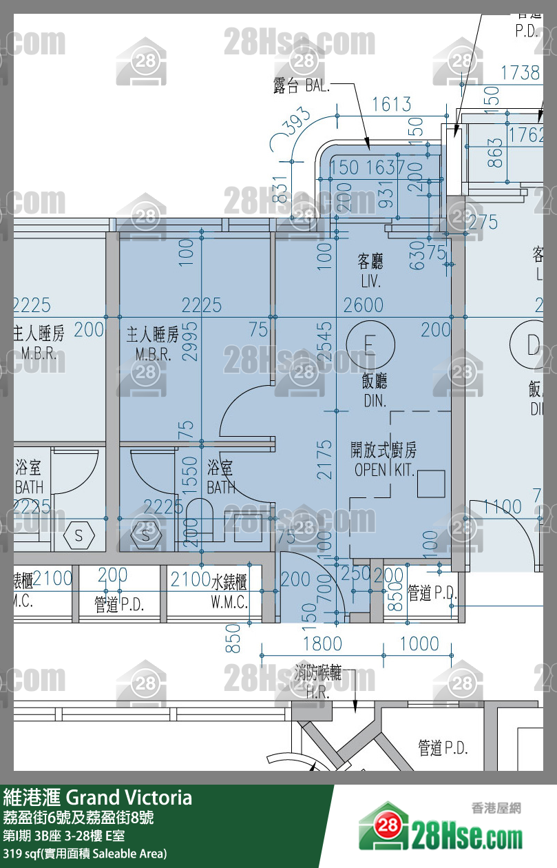 維港滙I 第I期 3B座 25樓 E室 平面圖