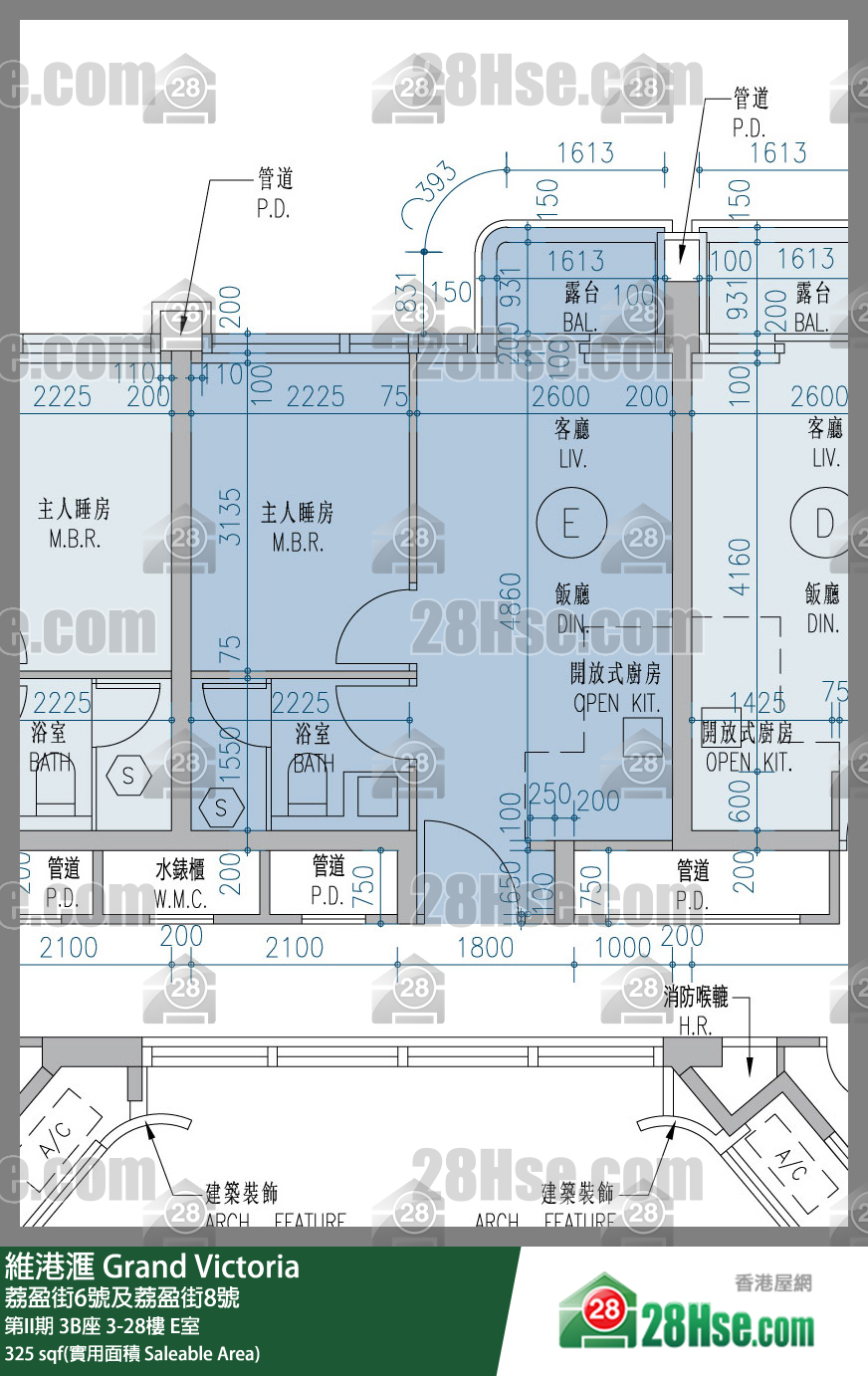 维港滙I 第II期 3B座 15楼 E室 平面图