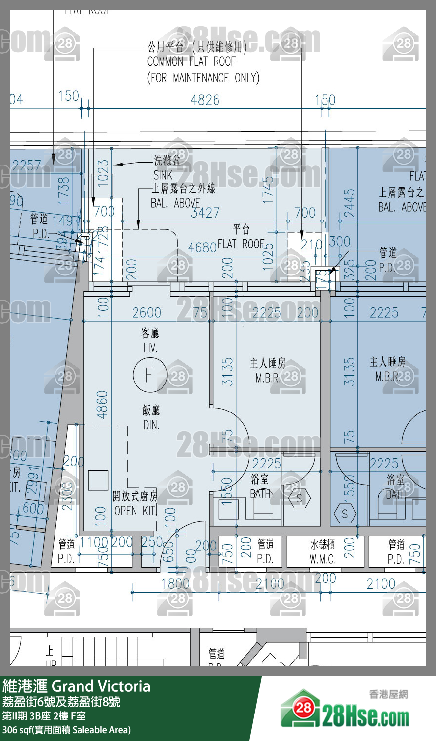 维港滙I 第II期 3B座 2楼 F室 平面图